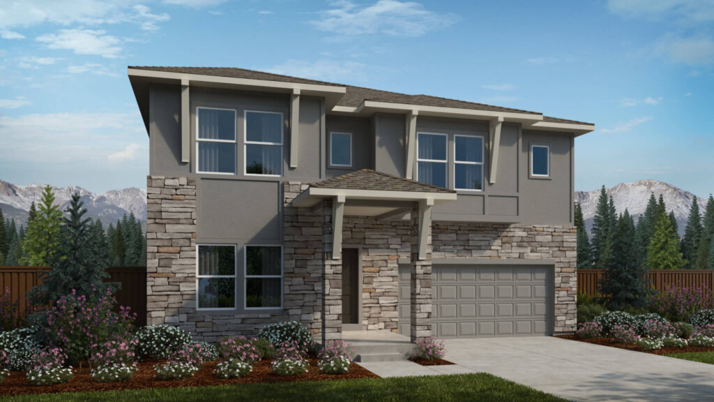 Exterior rendering of a new Challenger home at Cedar Ridge at Sterling Ranch.