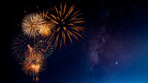 fireworks in the night sky