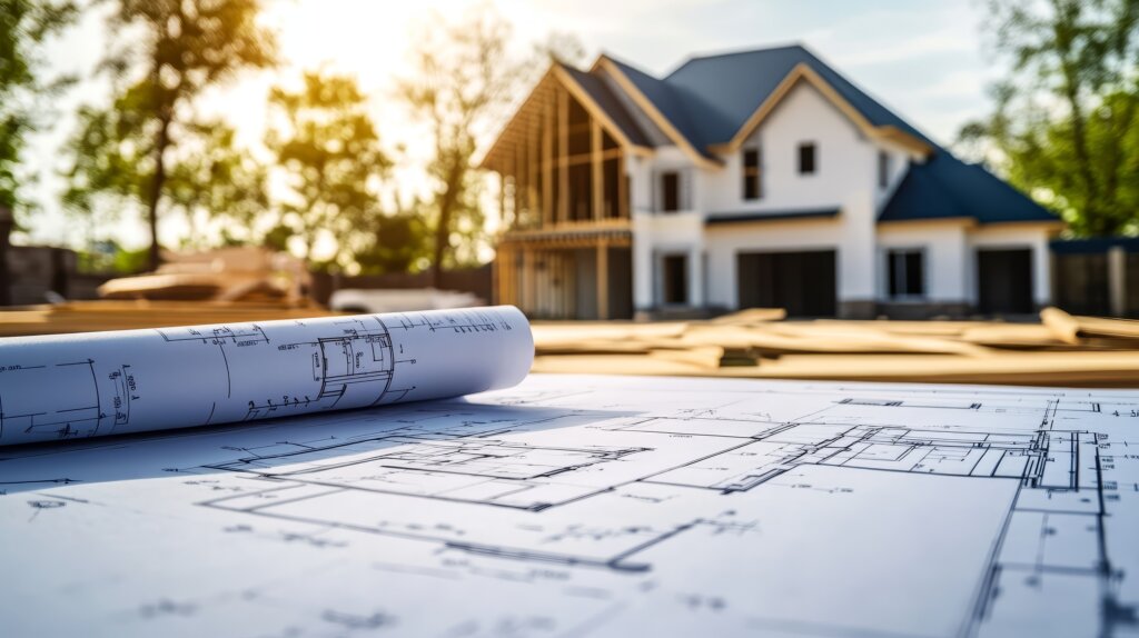 House Construction Plans and New Home Under Construction