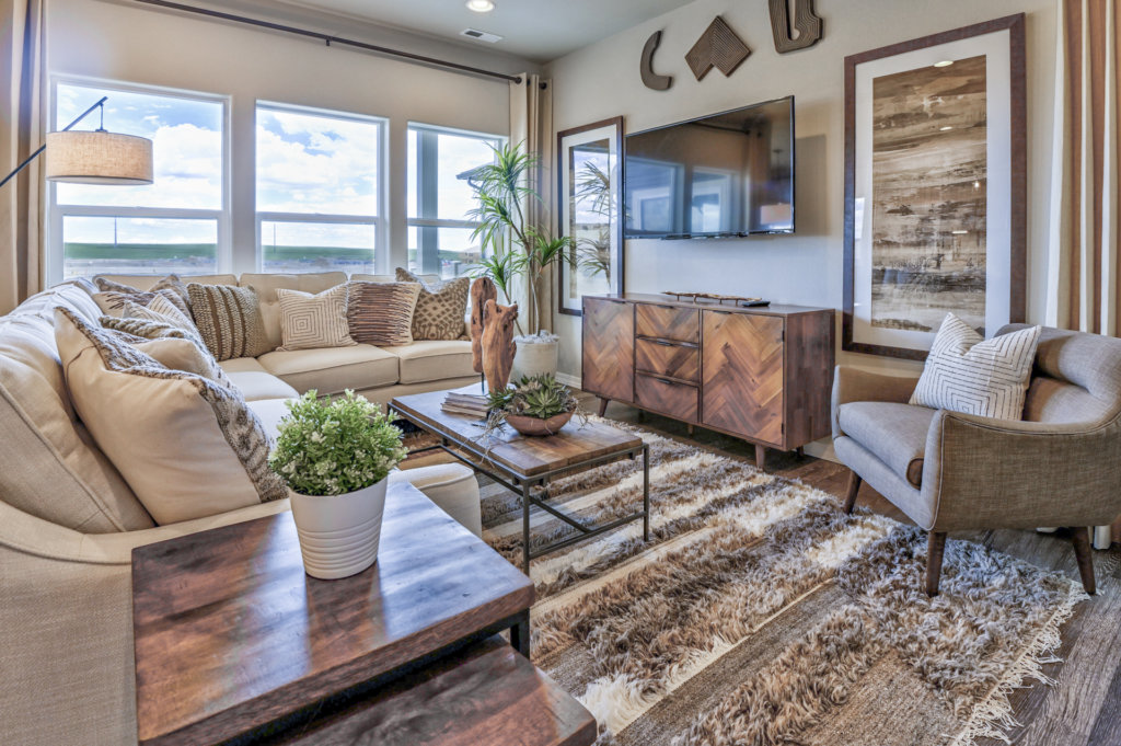 challenger homes interior living room of a model home