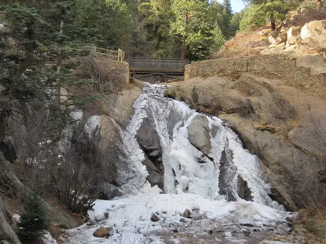 Helen Hunt Falls in the winter in Colorado Springs